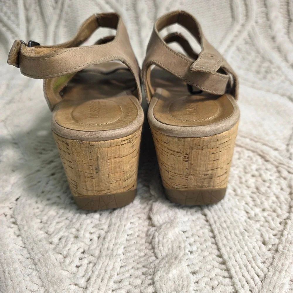 Bussola Ibiza Iris Wedge Sandals Tan Leather Cork Gladiator Women‎ 40 Good